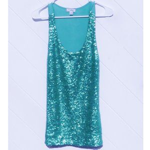 Guess Blue/Green Sequined Long Tank Size M